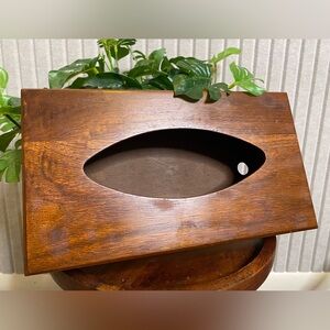 Vintage MCM Walnut Wood Tissue Box 11”x6” Gruvwood Jewelry Stash